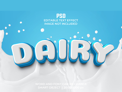 Milk 3D editabe text effect dairy food fresh liquid milk milk splash milky product lebel