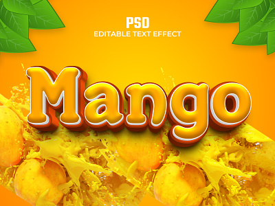 Mango 3D Editable Text Effect download link freepik fresh fruits graphic river juice leaf mango mango splash typeface