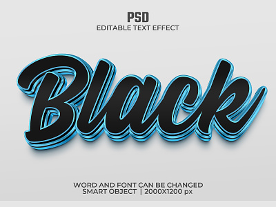 Black 3D text effect