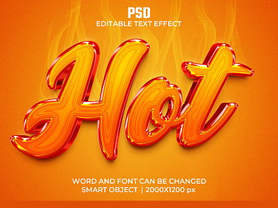 Hot 3D Editable text effect 3d text effect explosion fire glossy graphic design graphic style hot hot design lava layer style psd mockup smoke text style type typography design