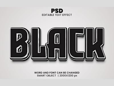 Black Editable 3D text effect Style black black 3d text effect black text effect dark headline typeface typography design