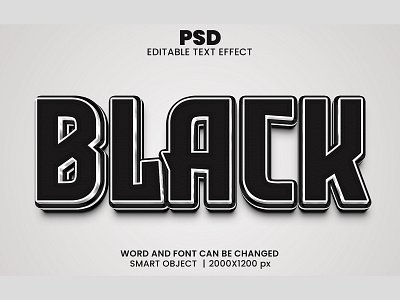 Black Editable 3D text effect Style