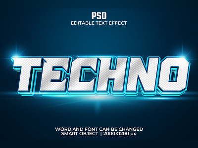 Techno 3D editable text effect adventure digital 3d text effect light movie headline planet typeface