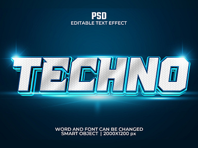 Techno 3D editable text effect