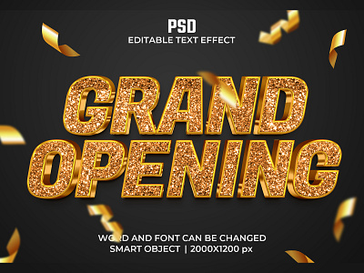 Grand opening luxury 3d text effect 3d font effect 3d typography celebration gold gold ribbon golden grand opening luxury new shop