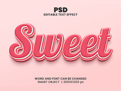 Sweet Editable 3D text effect 3d text effect 3d typography clean cute girl love lovely pink sweet sweet typography sweety