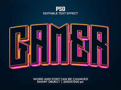 Gamer editable 3D text effect 3d typography game gamer gaming font play