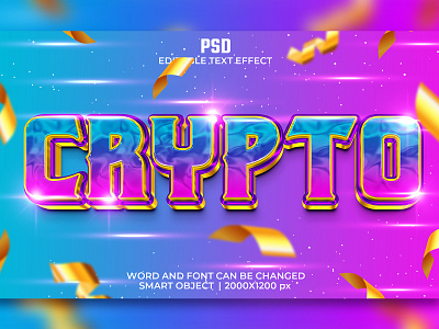 Crypto Editable 3D text effect 3d typography crypto crypto wallet digital wallet future nft trading virtual