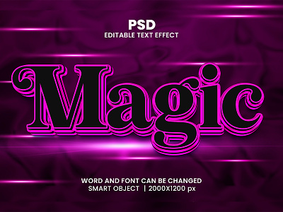 Magic 3D Editable Text Effect PSD Template download link light magic neon