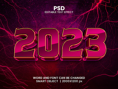 2023 3D Editable Text Effect PSD Template