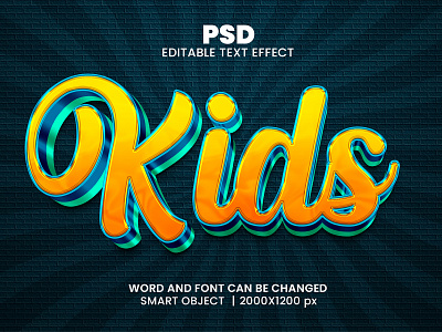 Kids 3D Editable Text Effect PSD Template cartoon comic download link educational funny