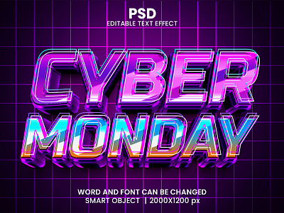 Cyber Monday 3D Editable Text Effect PSD Template cyber monday download link music technology