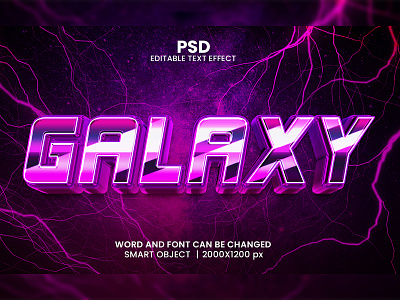 Galaxy 3D Editable Photoshop Text Effect Template digital download link modern night robot space