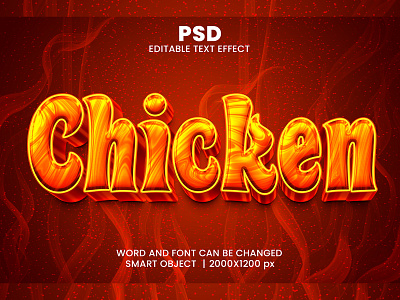 Chicken 3D Editable Photoshop Text Effect Template bbq download link fire text effect food text effect hot spicy chicken
