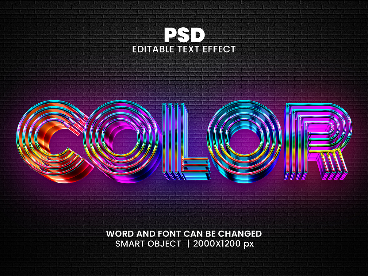 Color 3d Editable Photoshop Text Effect Template By Bdrobin On Dribbble