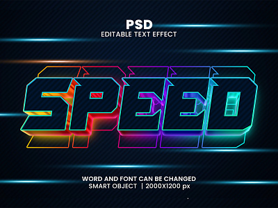 Speed Neon Style 3D Editable Photoshop Text Effect Template