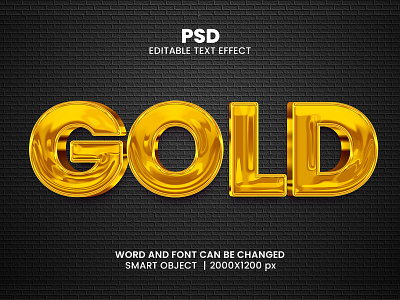 Golden 3D Editable Photoshop Text Effect Template chrome text effect download link gold text gold text effect photoshop luxury mockup luxury text effect metallic text effec