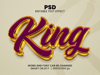 King Luxury 3D Editable Photoshop Text Effect Template