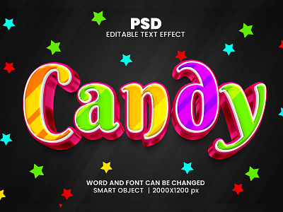 Candy 3D Editable Photoshop Text Effect Template candy text effect cartoon text effect colorful text effect comic typography download link kids modern text effect