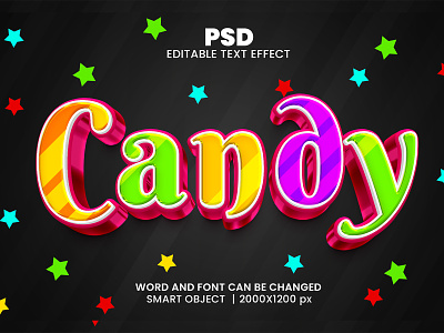 Candy 3D Editable Photoshop Text Effect Template