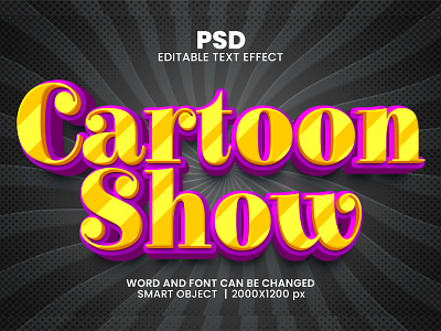 Cartoon show 3D Editable Photoshop Text Effect Template cartoon style cartoon text effect comic book comic text effect download link funny design kids