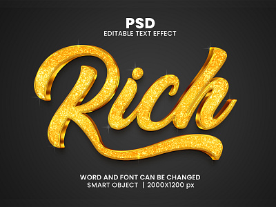 Rich Golden 3D Editable Photoshop Text Effect Template download link gold font gold typography design golden mockup luxury text effect