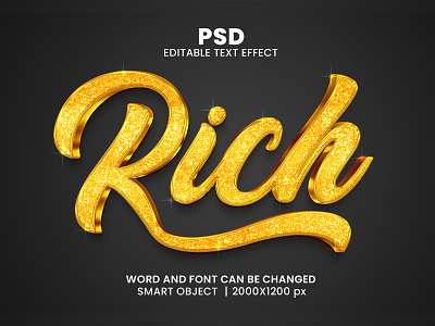 Rich Golden 3D Editable Photoshop Text Effect Template