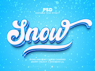 Snow 3D Editable Photoshop Text Effect Template ice