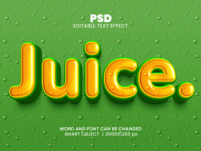 Juice 3D Editable Photoshop Typography Text Effect Template download link green text effect juice text effect mango natural orange water drop