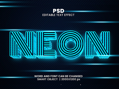Neon light 3D Editable Photoshop Typography Text Effect Template download link glow effect light effect neon effect photoshop neon sign