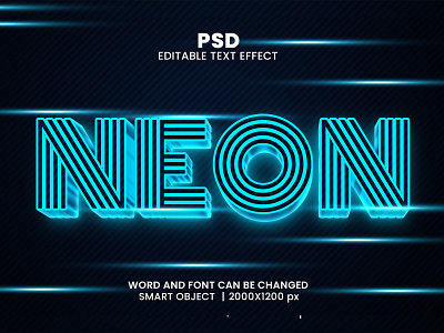 Neon light 3D Editable Photoshop Typography Text Effect Template