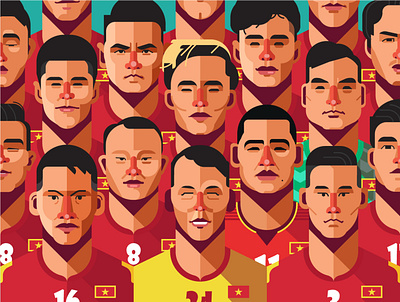 Vietnam Football Legend 2 character design flat illustration vector
