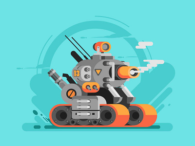 Tank character flat illustration metal slug tank technology vector