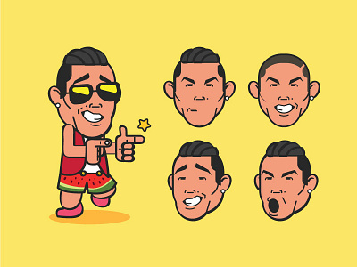 Ronaldo character cristiano flat illustration ronaldo soccer vector