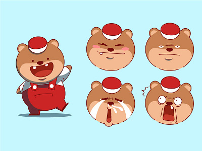 Teddy angry bear character confuse emotion flat happy hi illustration sad teddy vector