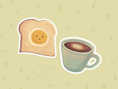 Breakfast Combo artph coffee colors design egg toast food illustration fundraiser illustration quarantine stickers