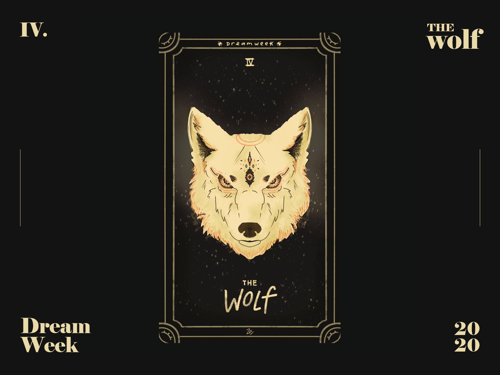 Dream Week 2020 - The Wolf animated art concept design dream fantasy gif illustration procreate prompt tarot card wolf