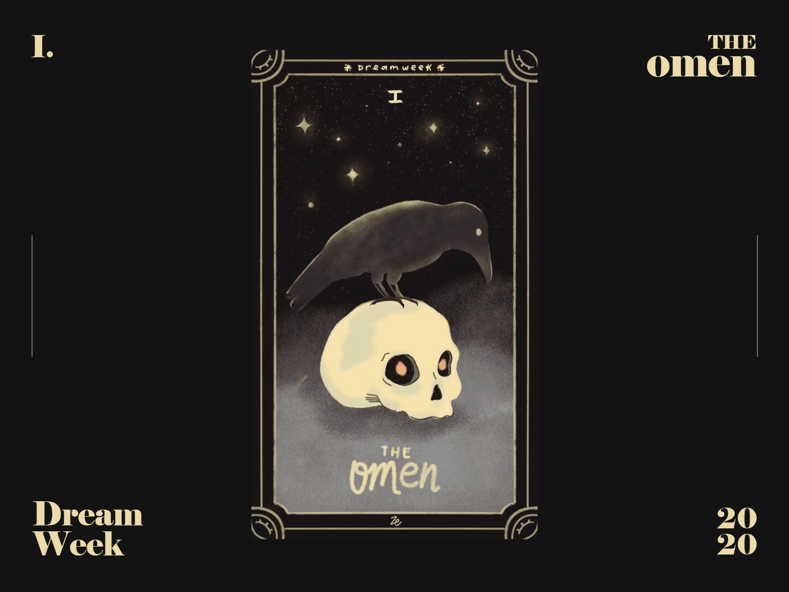Dream Week 2020 - The Omen animated art concept crow dreams fantasy gif illustration procreate prompt skull tarot