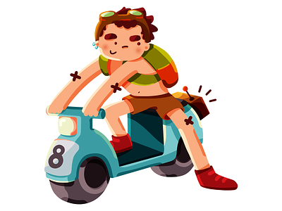 Fella boy character character design digitalpainting illustration photoshop scooter