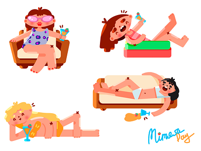 Mimosa Party 👯‍♀️ character character design design digitalart digitalpainting friends fun illustration photoshop