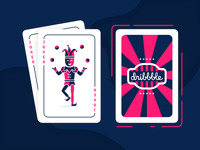 Two Jokers in a Deck card design carnival dribbble warmup flat illustration joker vector