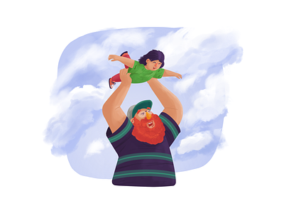 Play Time airplane dad daughter father flying fun graphic design illustration kid parenting play playtime procreate