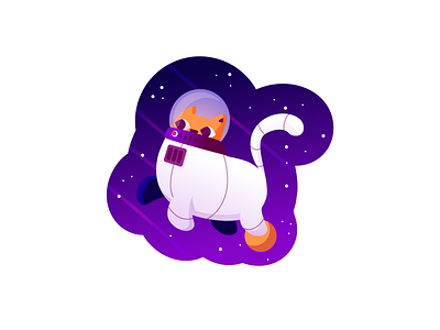 Catronaut astronaut cat illustration line minimal retro science simple space sticker