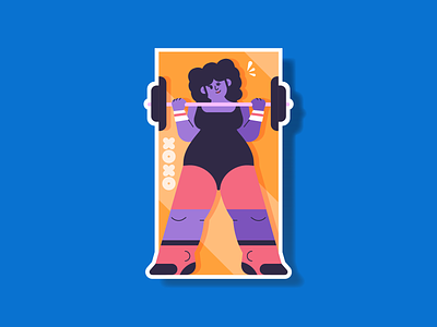 Workout Routine Nr.2 gym handlebar illustration minimal person retro simple sweat weights woman women working out