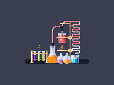Chemistry burner chemicals chemistry flask flat graphic design illustration simple tubes