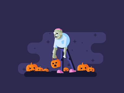 Too Old To Trick bones candy fog graphicdesign halloween illustration old pumpkins scary zombie