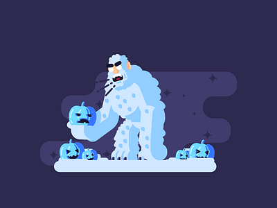 Freezing Scare! fog graphicdesign halloween illustration pumpkins roar scary yeti