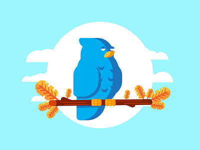 Serious Bird 2d bird blue colorful graphic design illustration leaves serious simple