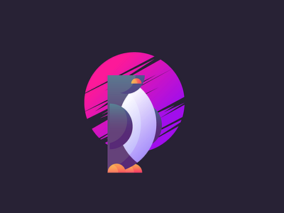 Half-A-Pengu colorful freezing gradient graphic design illustration neon penguin simple