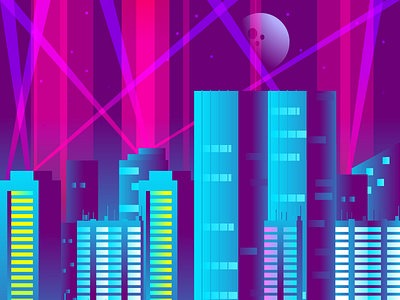 Party City city gradient graphic design illustration neon party retro sky